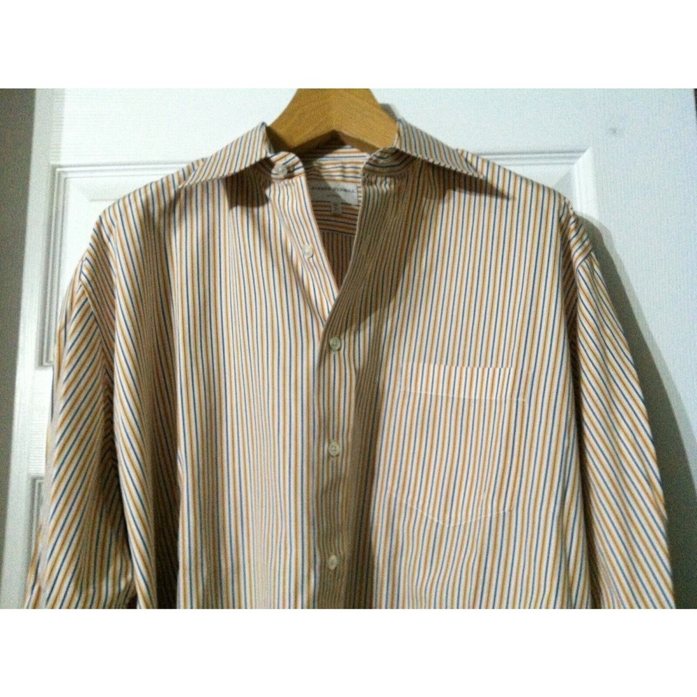 ALFRED DUNHILL MENS MULTICOLOR 100%COTTON DRESS SHIRT SIZE:17/LS MADE IN ITALY